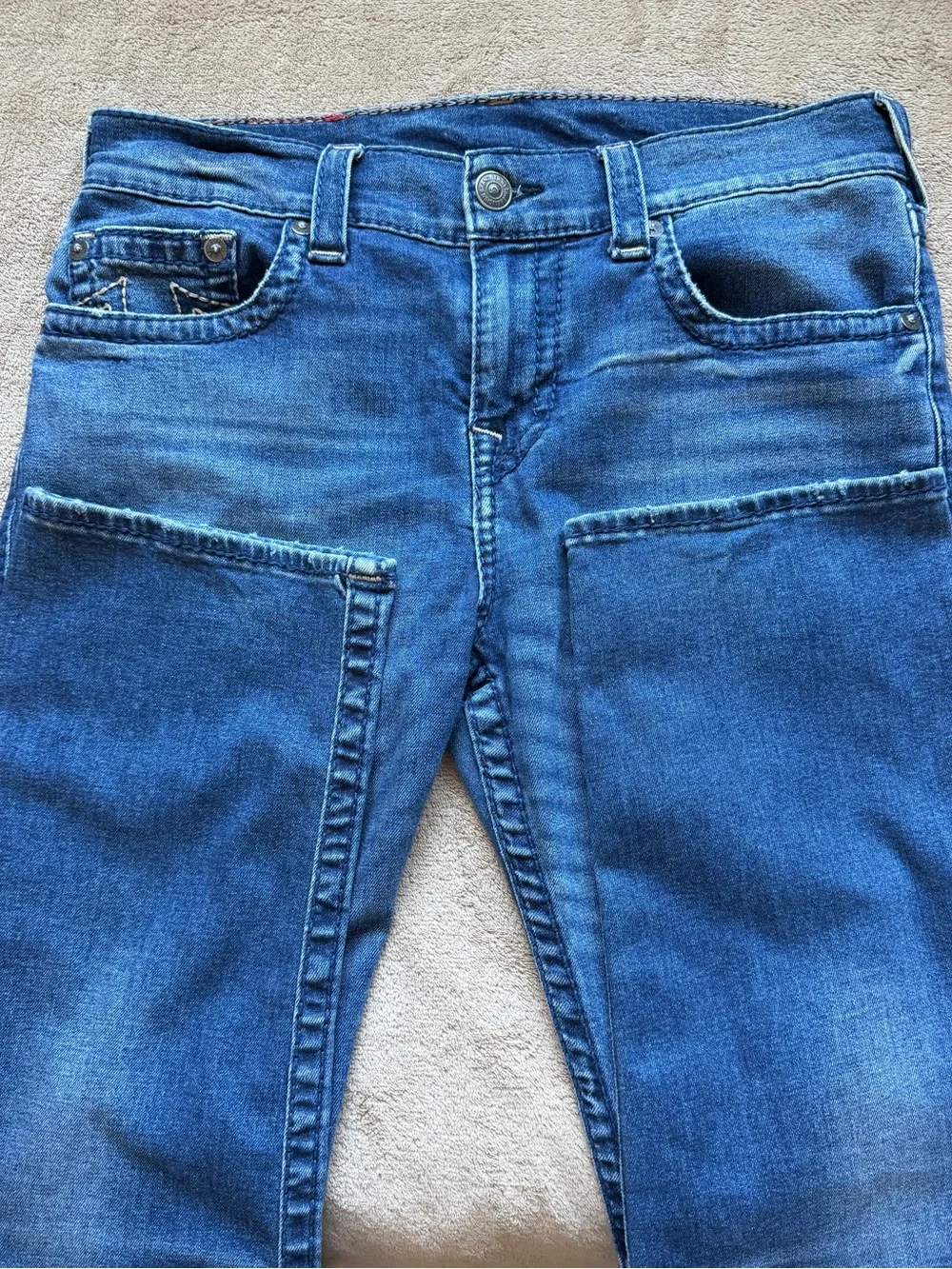 True Religion Devin Loose Straight Jeans Medium Wash Stretch Denim Men's Size 30